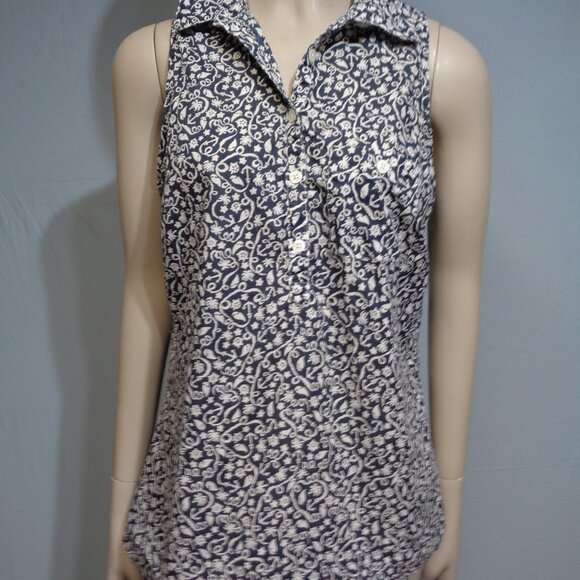 Columbia Sportswear Blue & white floral sleeveless fishing shirt in size Medium - Picture 1 of 8